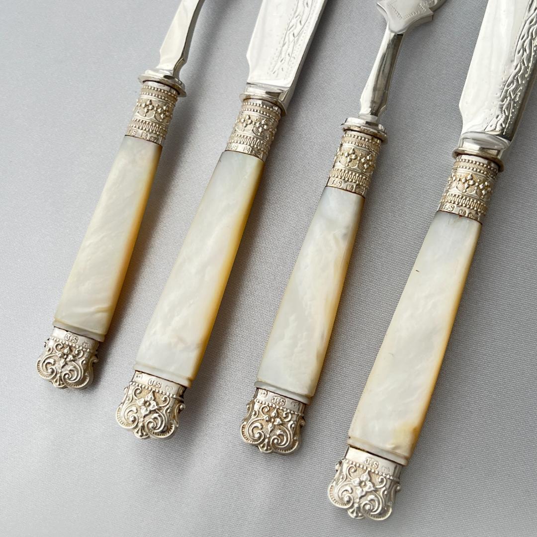 【John Sanderson】【白蝶貝/純銀継手エンド】カトラリーセット