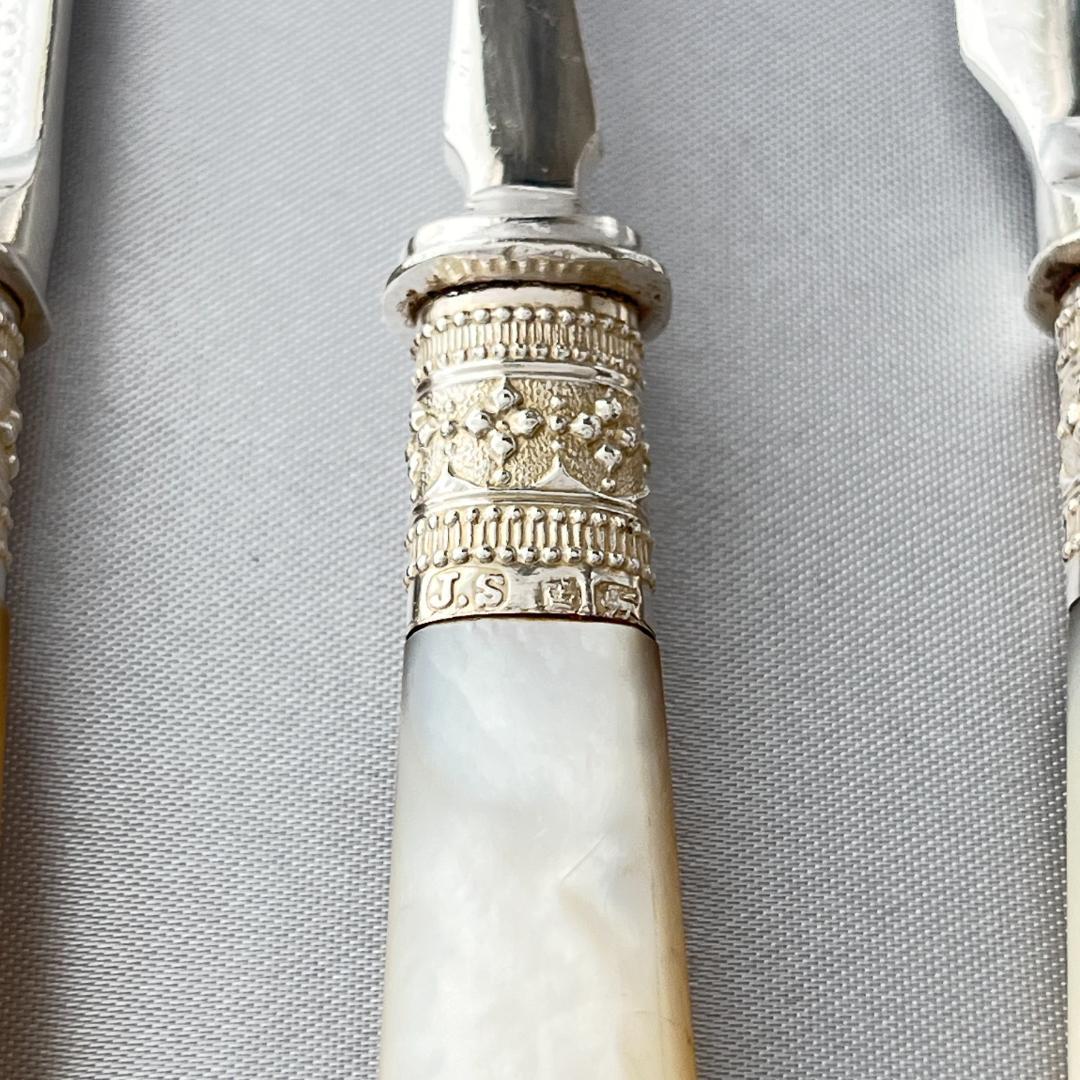 【John Sanderson】【白蝶貝/純銀継手エンド】カトラリーセット