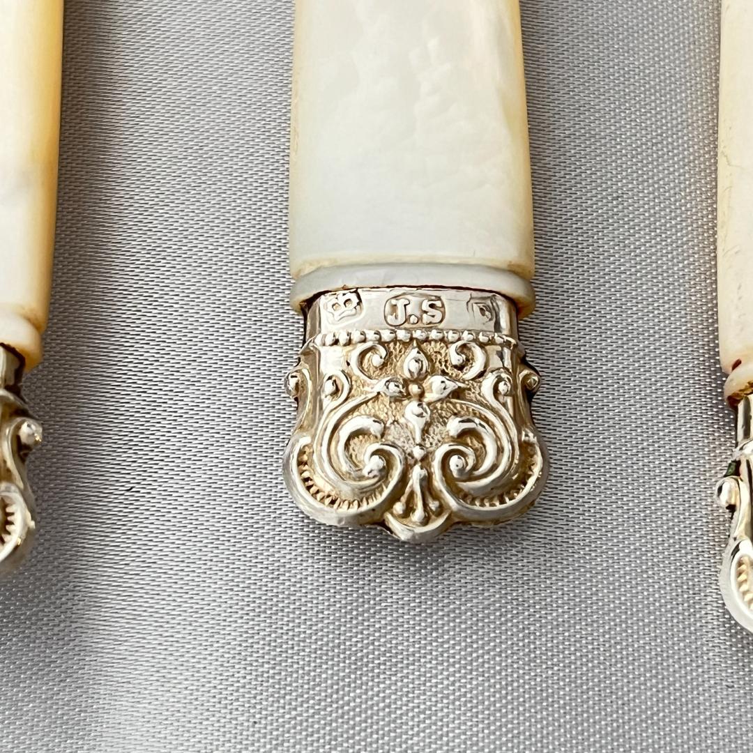 【John Sanderson】【白蝶貝/純銀継手エンド】カトラリーセット