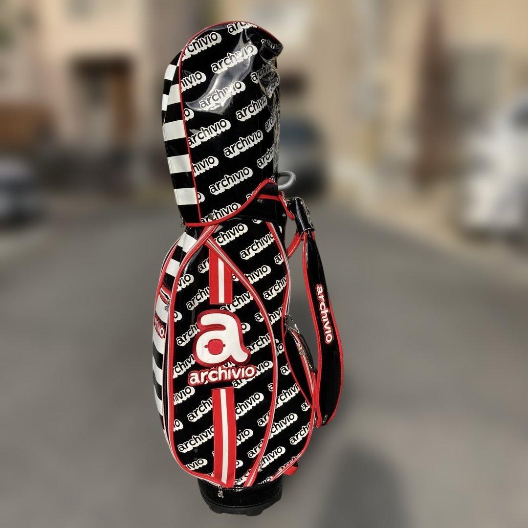 archivio キャディバッグ 黒/白/赤エナメル