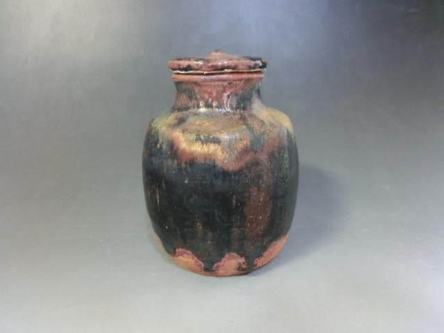 茶入れ■祖母懐茶入れ 飴釉 時代物 桐箱付 古いお茶道具 古美術 時代物 骨董■