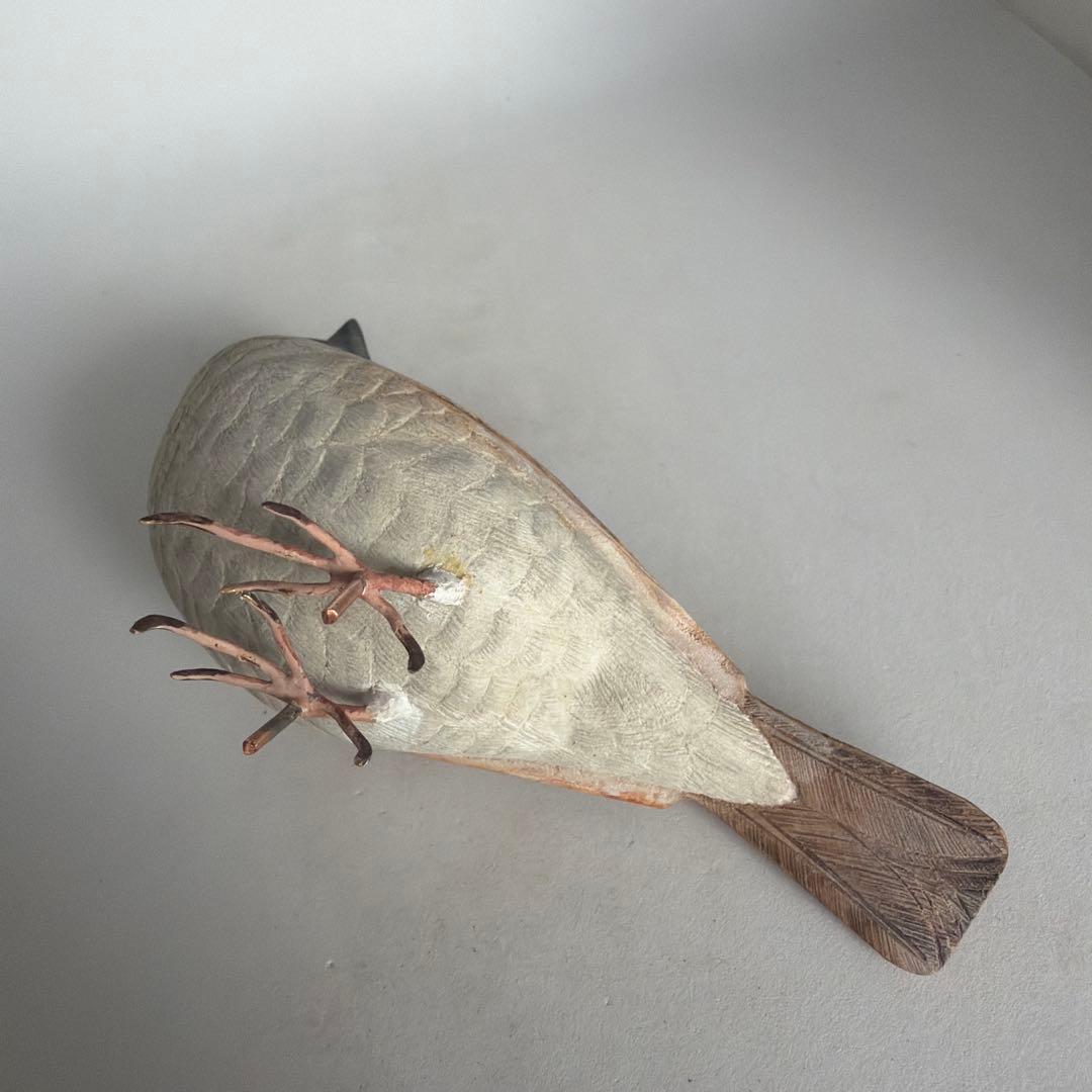 「スズメ」 バードカービング　野鳥彫刻 木彫りの野鳥 リアル野鳥