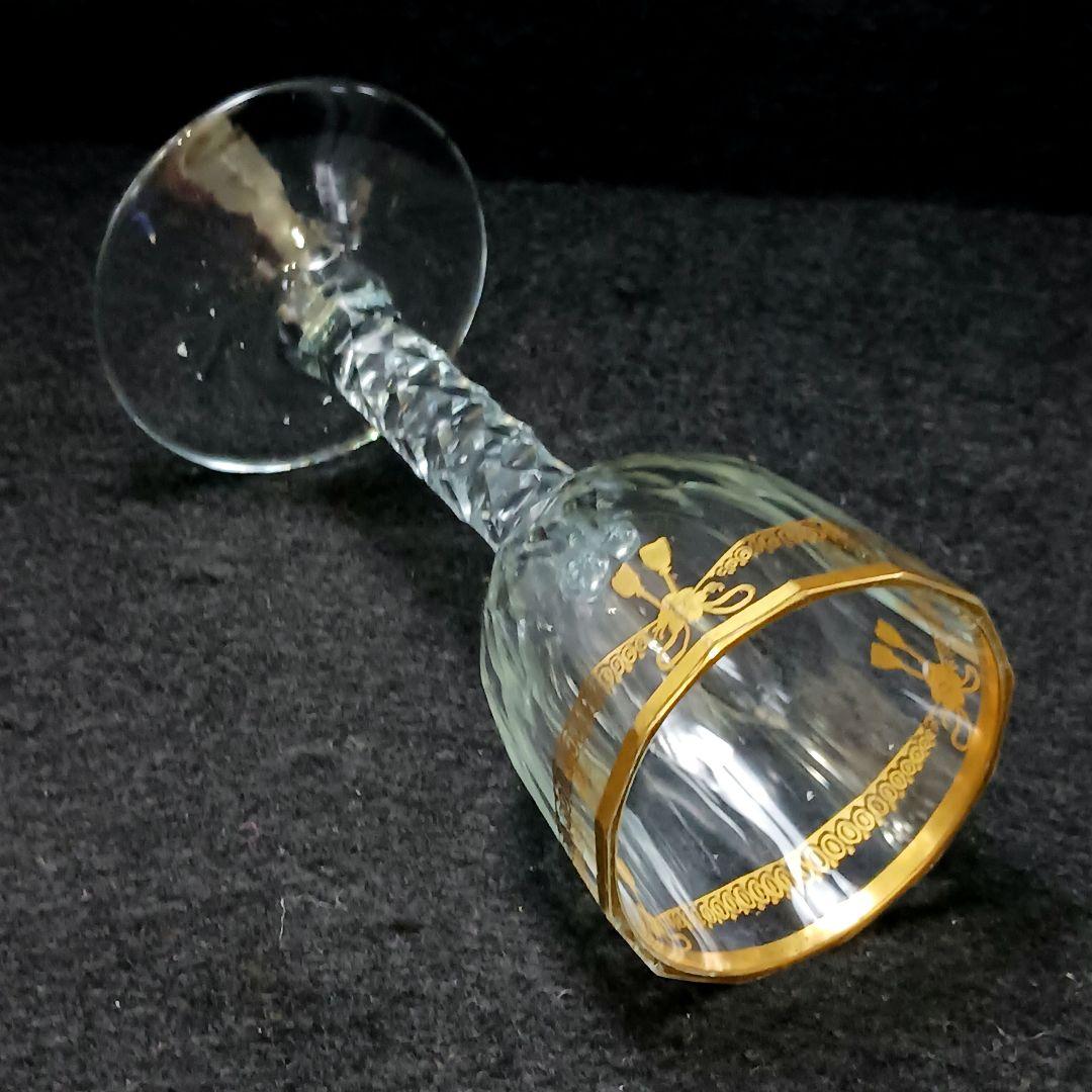 Y2590-6 オールドバカラ 金彩装飾 ステムグラス 高さ14㎝ 豪華金彩