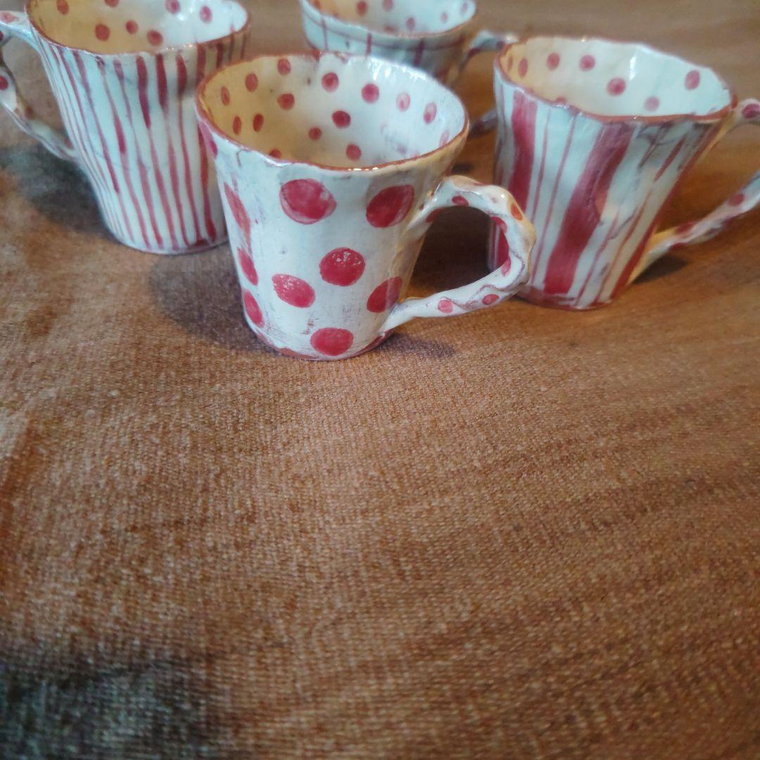 ドット　ストライプ　格子　マグカップ