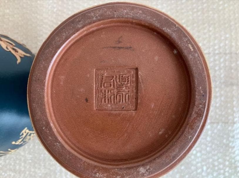 花瓶一対 龍鳳2個セット 紫砂 中国民国 夏永君製