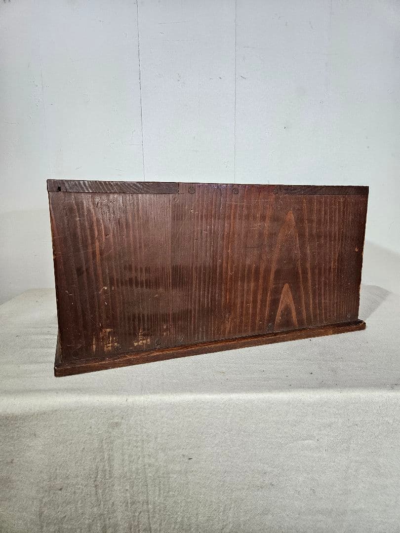 アンティーク 木製の小引出し 隠しスペース 二段 抽斗 キャビネット