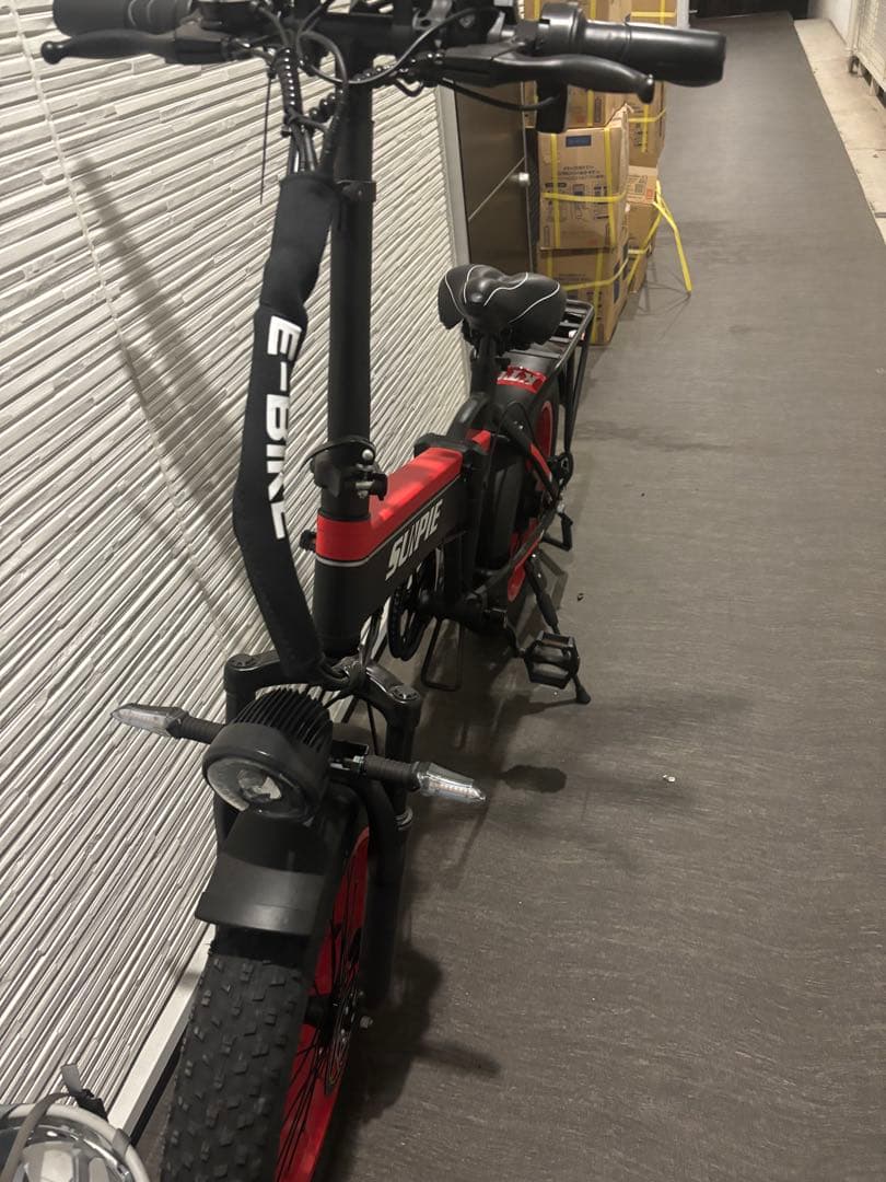 SULPIE 電動アシスト自転車 黒/赤 ヒネチャ最高速度45キロ7段階変速