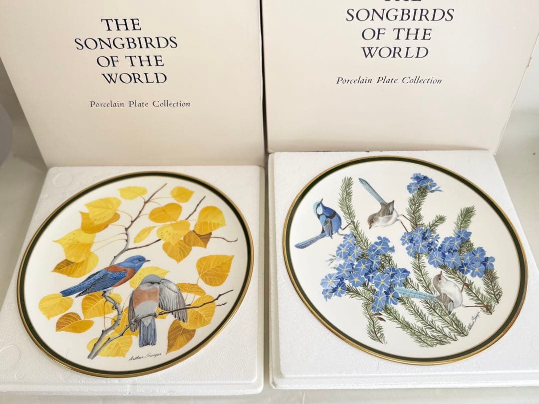 T13 フランクリン•ポーセリン「世界の鳴鳥」シリーズプレート皿 10枚 中古品