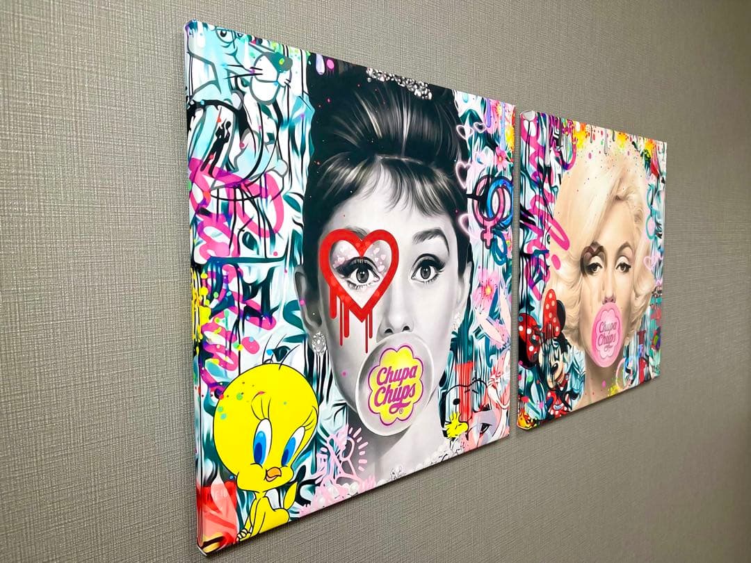 木枠付きキャンバスアート♡オードリーヘプバーン　バンクシー　マリリンモンロー