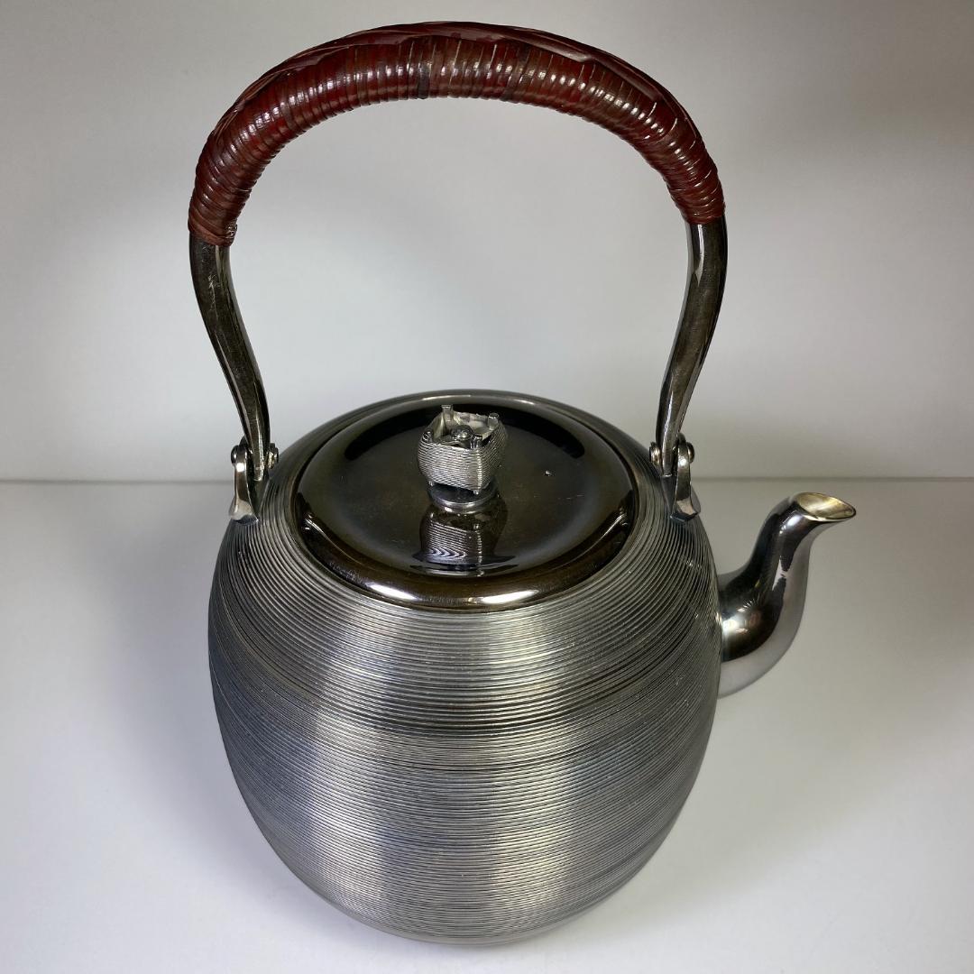 純銀製 ぼうすい 湯沸 糸巻摘 銀瓶 煎茶道具 純銀保証