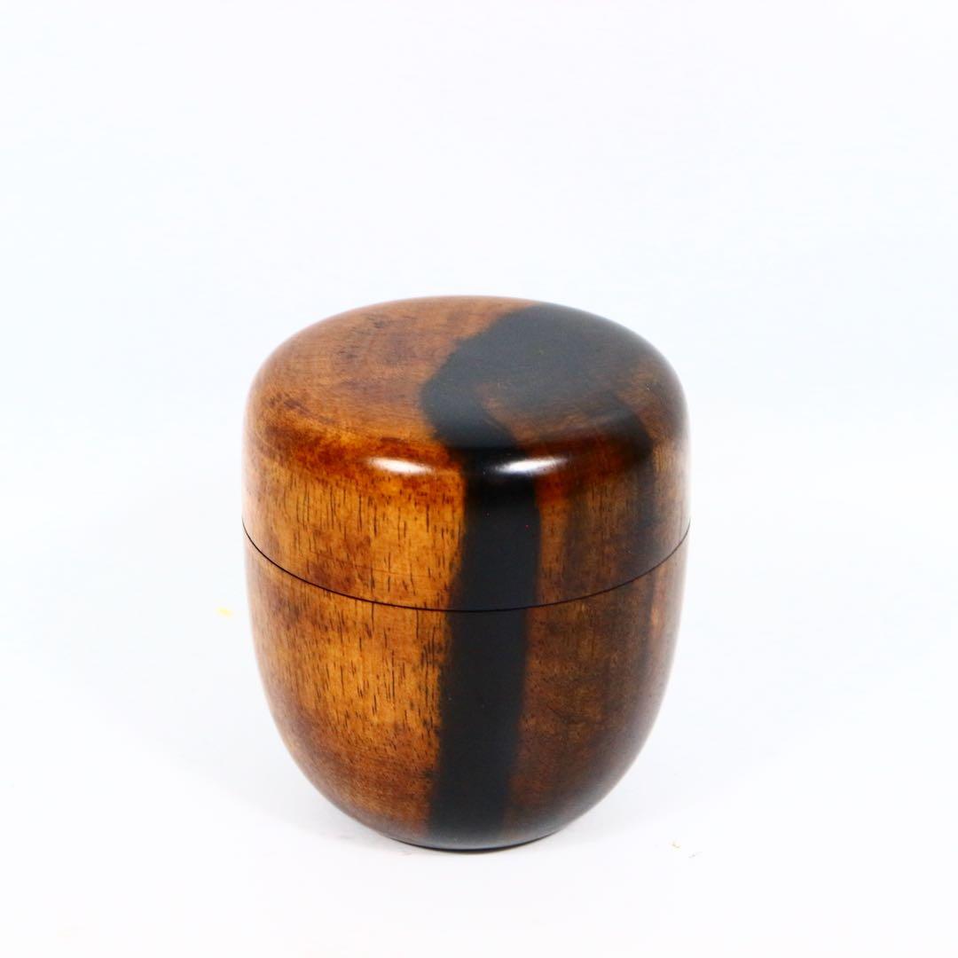 宮平宗仁（仁昭）黒柿 棗 真作保証 木工芸 黒柿棗 茶入 茶道具 天然木