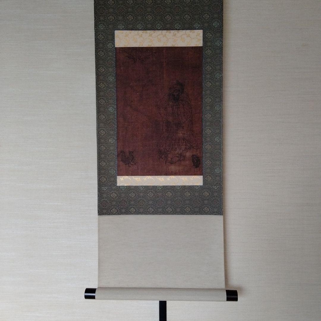 最終値下げ　中国骨董【明の時代孔子造像】昔中国文物商店にて購入旧蔵した水墨画掛軸