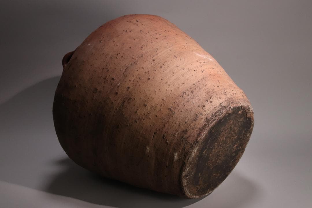 BE793 桃山期~江戸期　古信楽　四耳壷　四耳子　窯印　窯傷　壺　高37.5㎝