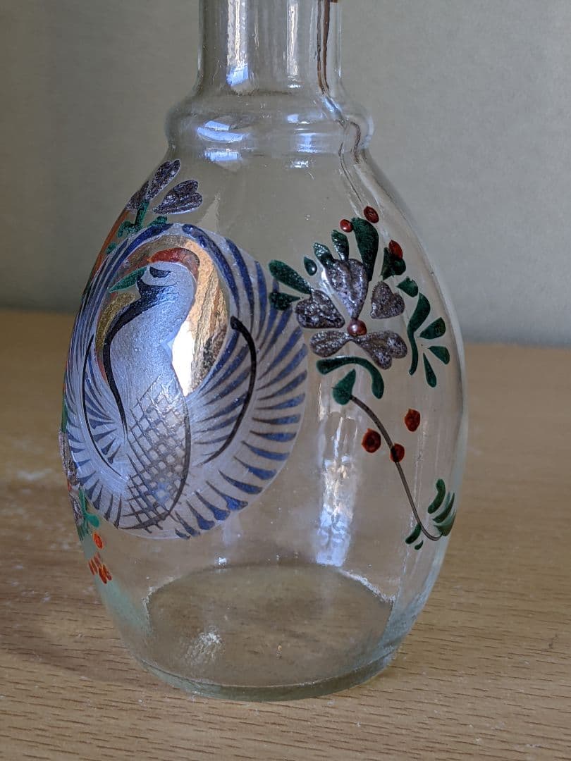 ♦ガラス 瓶 エナメル彩 大正時代 明治時代 アンティーク 骨董品 コレクション