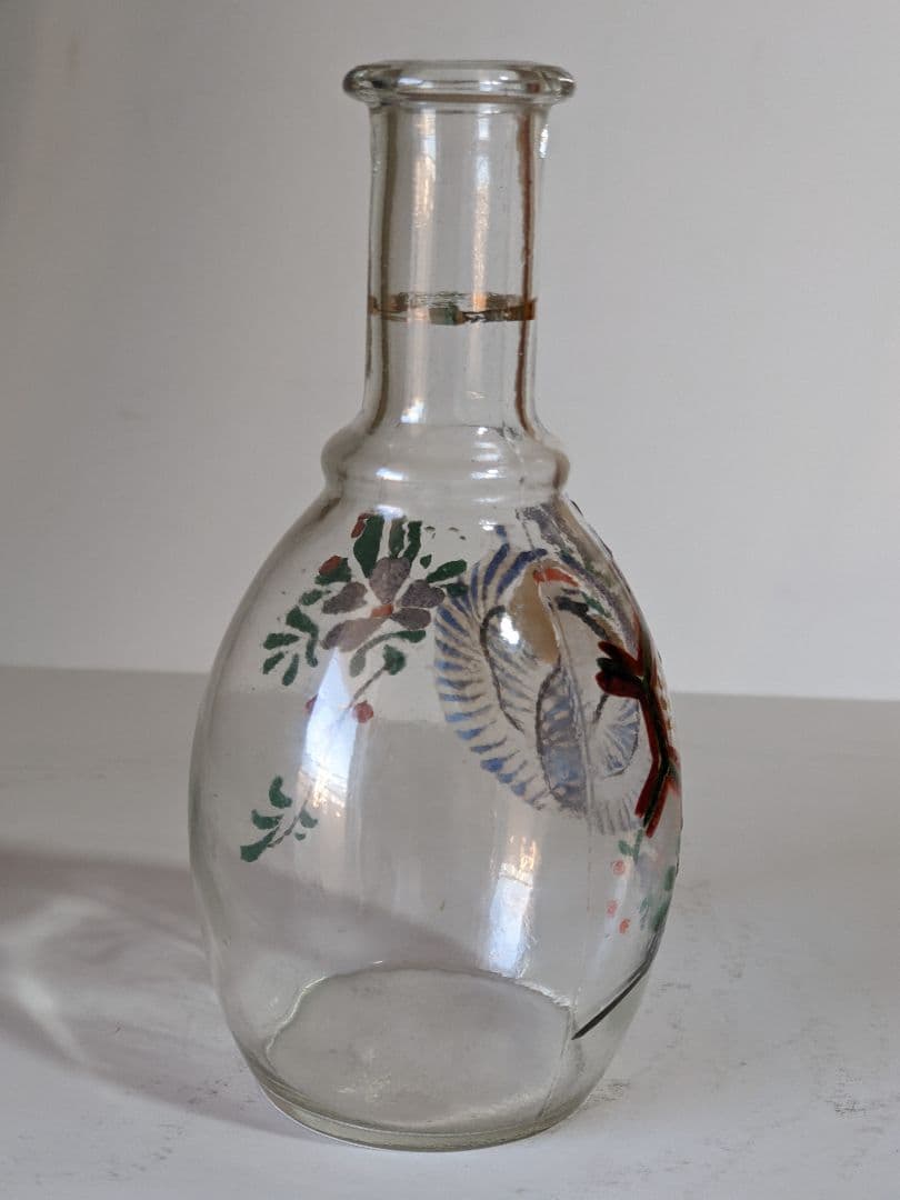 ♦ガラス 瓶 エナメル彩 大正時代 明治時代 アンティーク 骨董品 コレクション