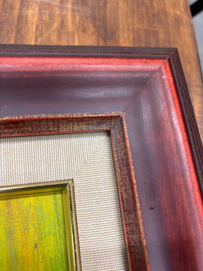 鶴村義美 【花模様のドレス】F6号額装　写実人物画