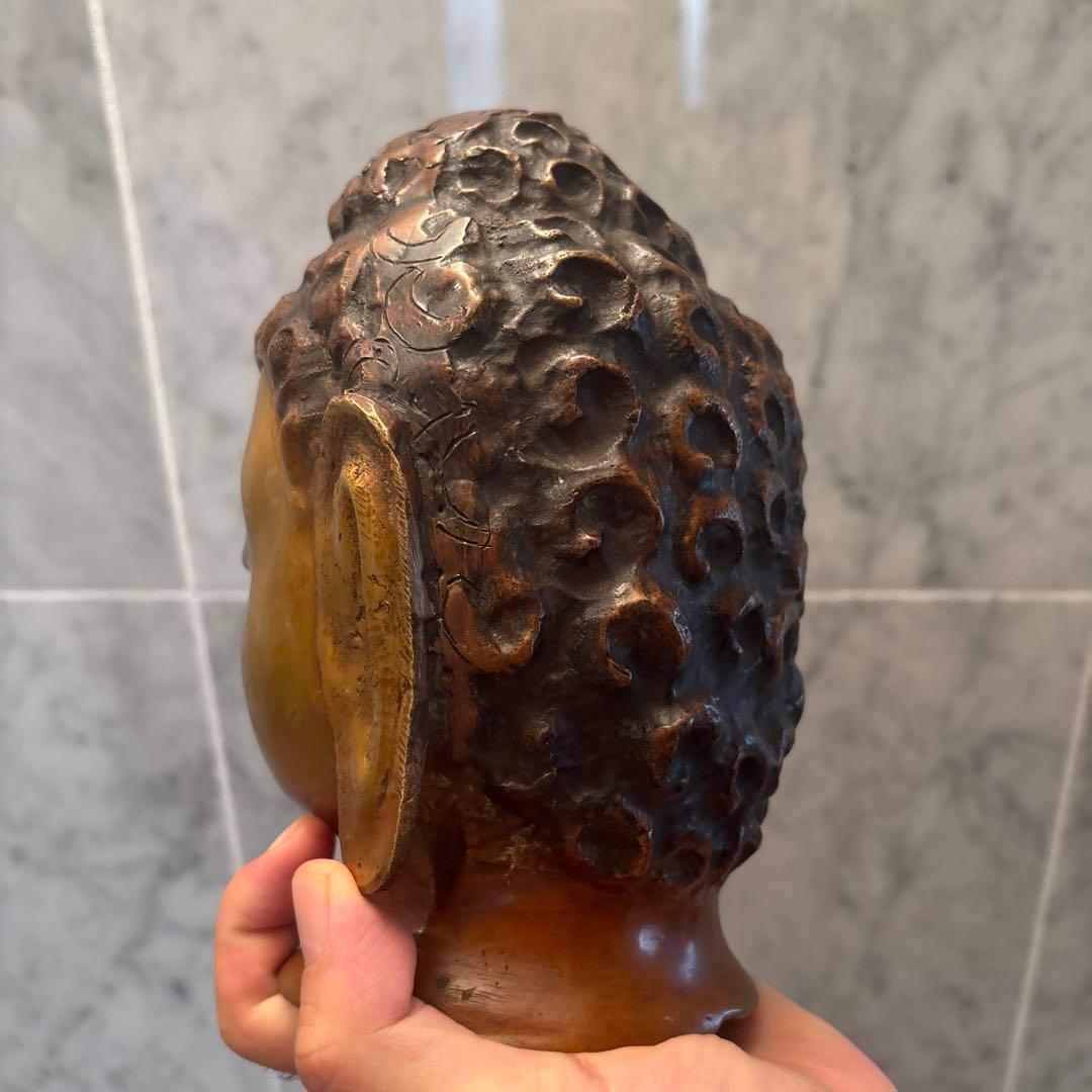 チベットアンティーク平和的なお顔で全てを見通すような瞳の仏頭　仏像涅槃