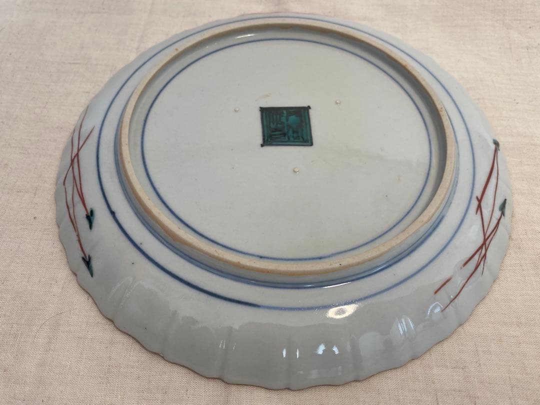 ②九谷焼　古九谷　飾り皿　佐吉　二代佐吉　松本佐吉　共箱　共布④