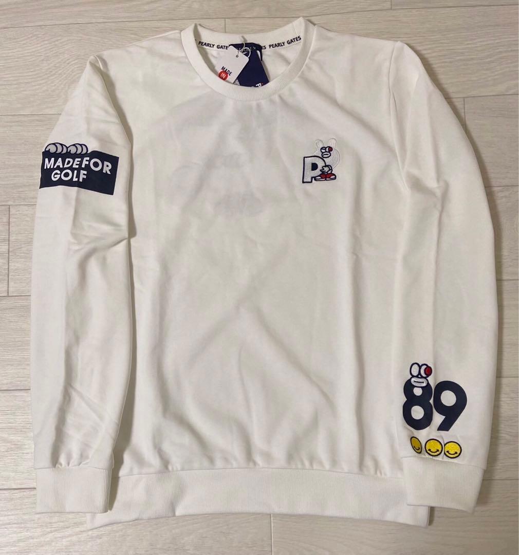 新品 正規品 パーリーゲイツ どうしちゃったPG スウェット 日本製 白 5 L