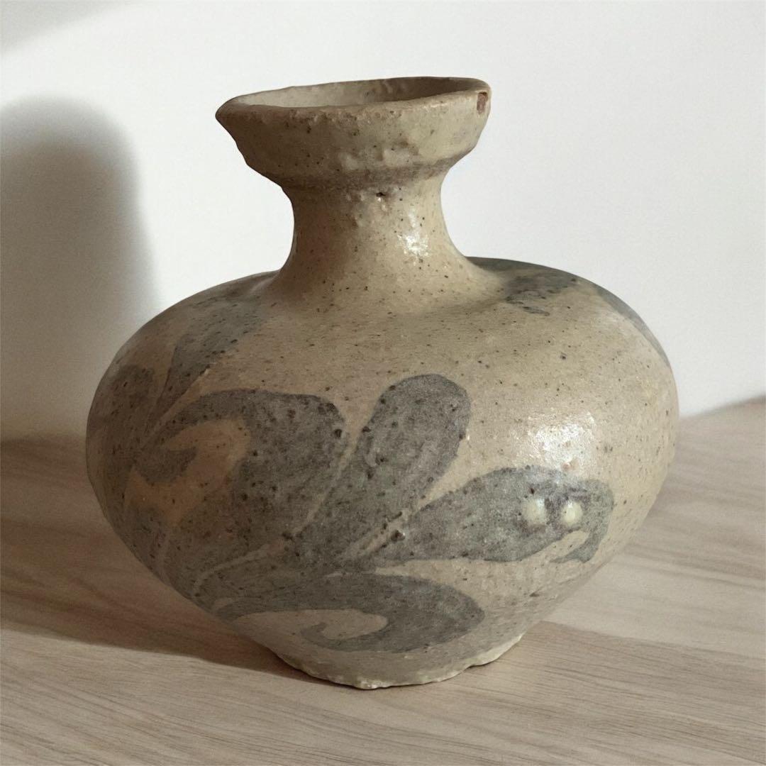 カケあり 高麗青磁鉄絵唐草紋 花瓶 花器 陶磁器 朝鮮 古美術 李朝 高麗