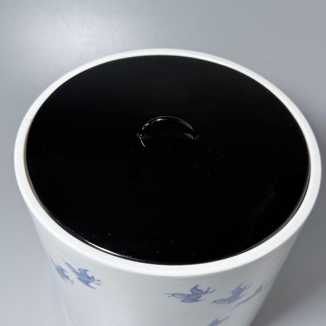 明治大正期　平戸焼　染付鳥文様水指　共箱　特注蓋付　茶道具　裏千家　表千家