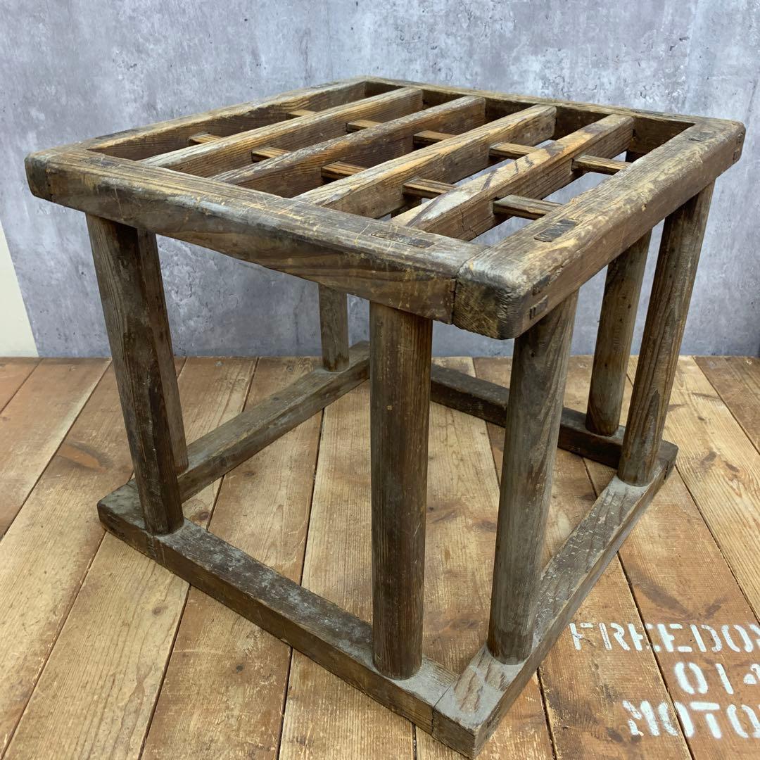 A-1 【古道具】ヴィンテージ 木製 櫓コタツ 格子台 花台 天然木 昭和レトロ