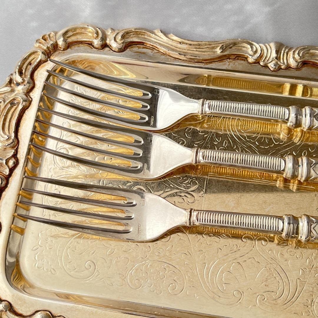 【仏蘭西】 ロシア様式 テーブルフォーク 6本組 【シルバープレート】