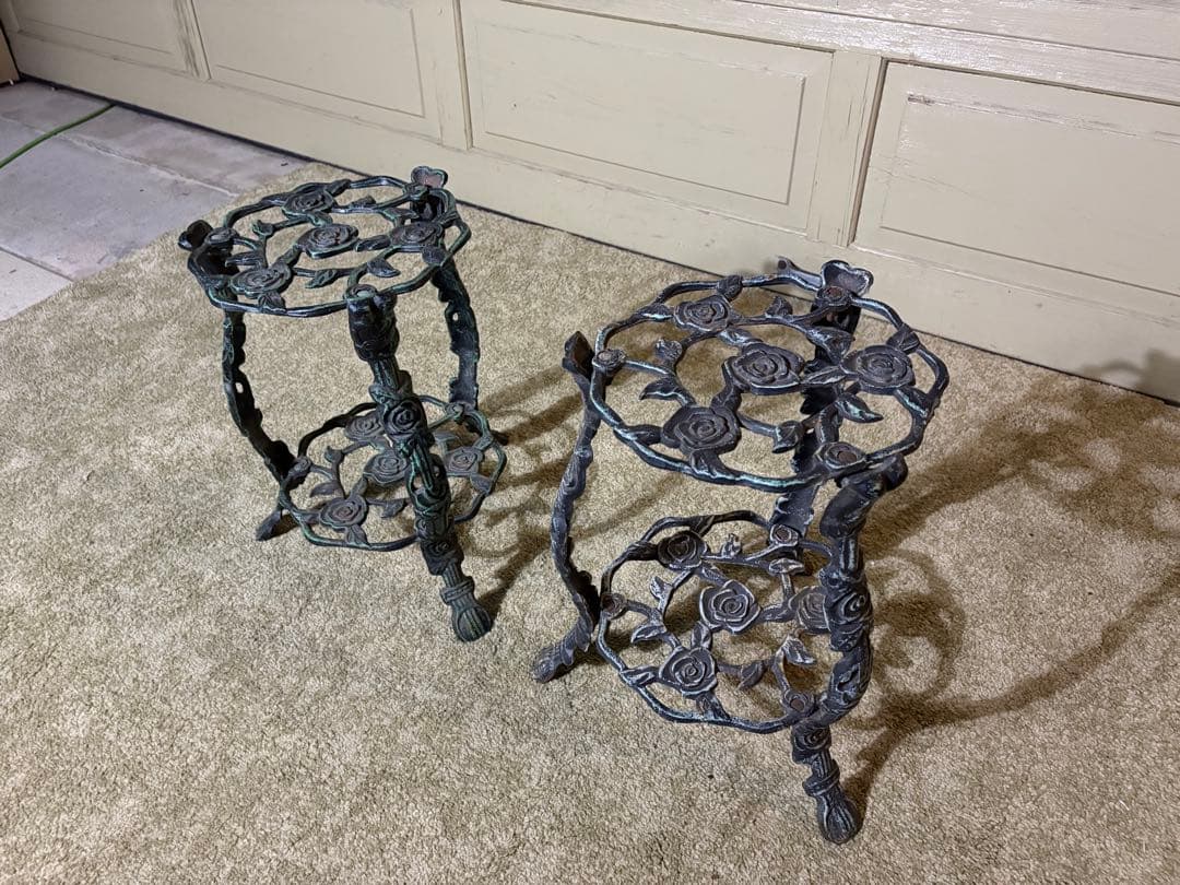 アイアン製 フラワースタンド 2段 花台 プランタースタンド 鋳鉄 インテリア