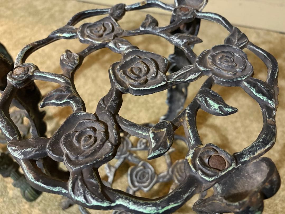 アイアン製 フラワースタンド 2段 花台 プランタースタンド 鋳鉄 インテリア