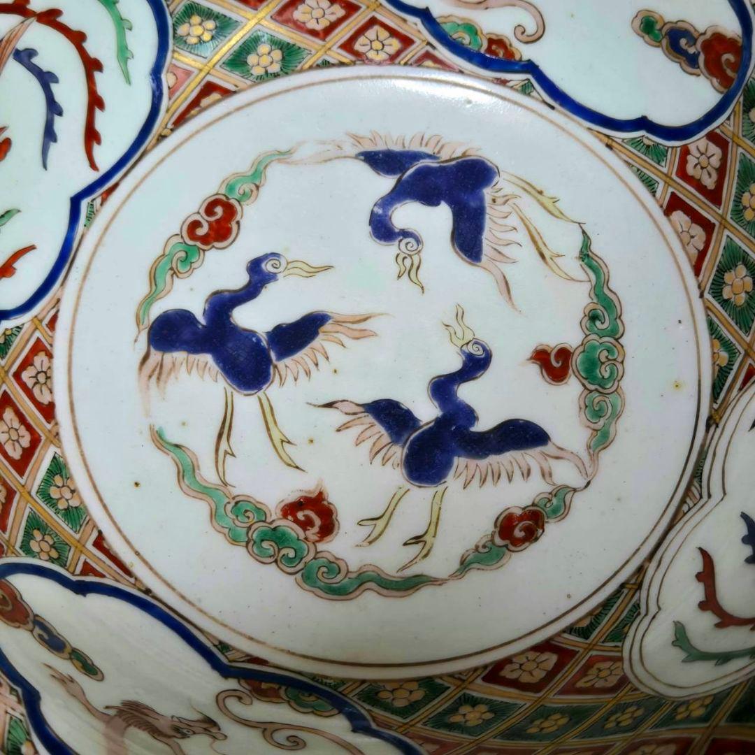 23-545 古伊万里色絵金彩　海鵜紋様深鉢