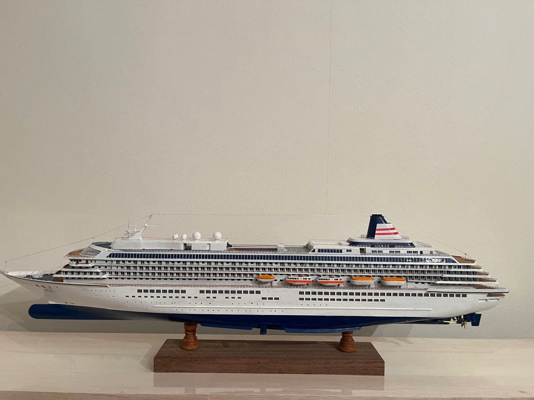 飛鳥II 完成品　木製型　船　モデル　ウッディジョー　手作り