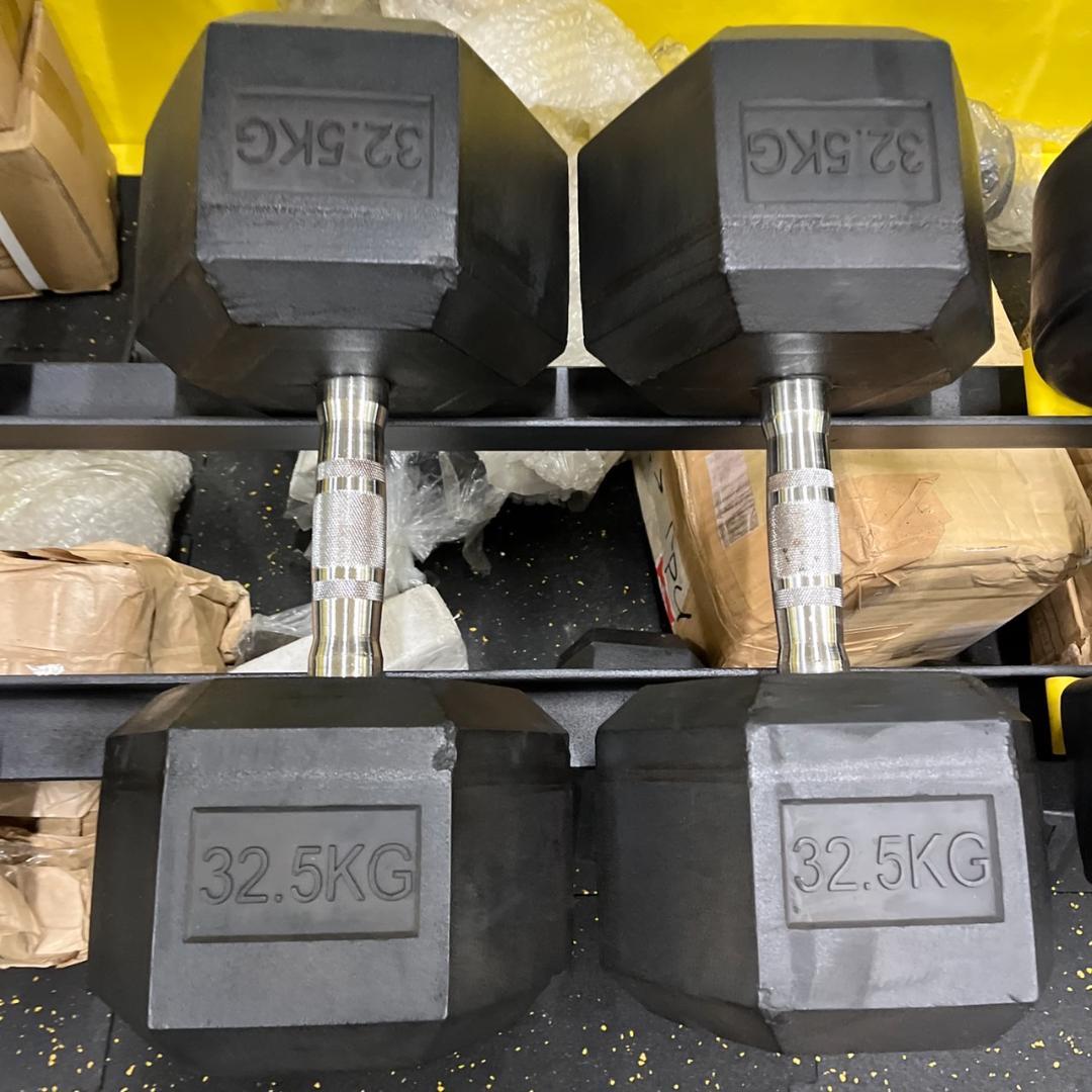 ヘックスラバーダンベル　32.5kgダンベル 2個セット　送料込み・20％OFF
