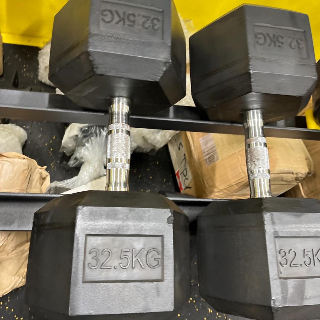ヘックスラバーダンベル　32.5kgダンベル 2個セット　送料込み・20％OFF