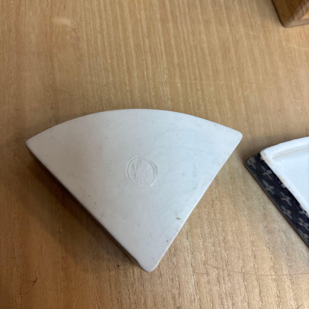 香合　金彩染付　開扇　西村徳泉作