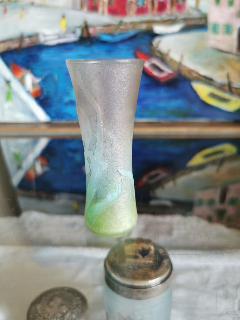 アンティーク ドームナンシー アイリス紋花器 オパールセント パートドヴェール