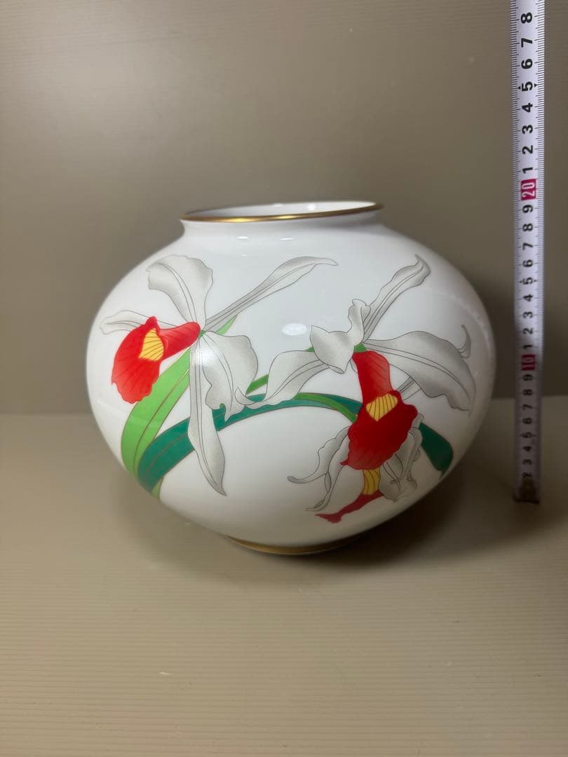 2151 香蘭社　カトレア　花瓶　金彩　未使用