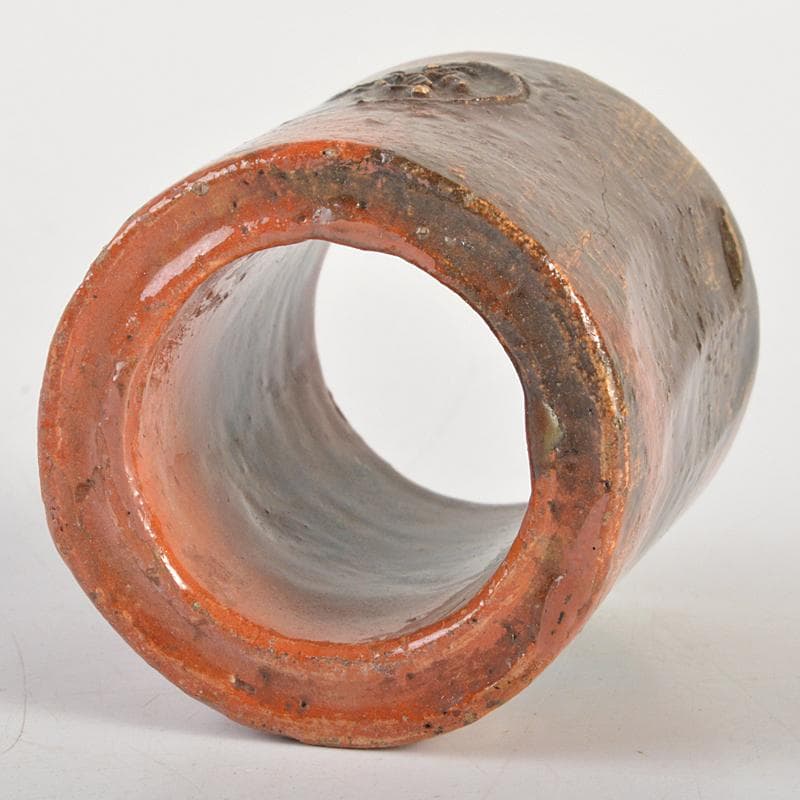 茶道具　楽吉左衛門　九代了入作　赤輪蓋置　裏千家十四代淡々斎極め箱　CR7434