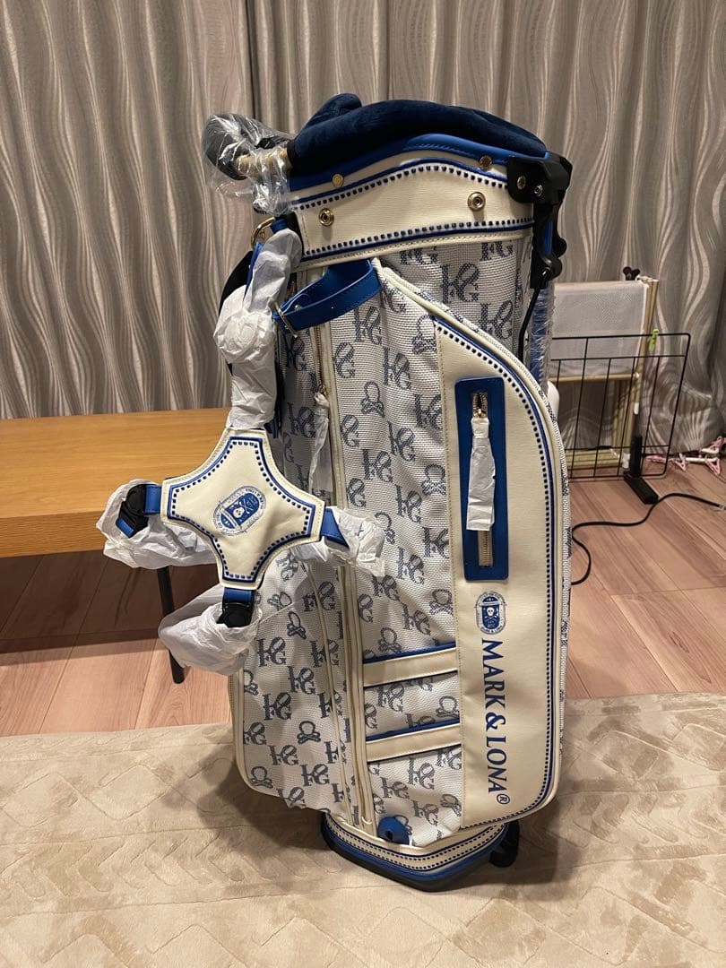 MARK & LONA キャディバッグ ホワイト/ブルー