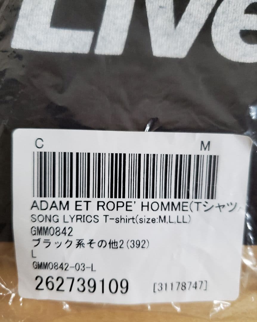 【新品】オアシス×アダムエロペ歌詞Tシャツ半袖L3枚セット第1段デザイン