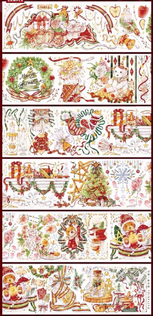 クリスマスSET ★ 海外 マスキングテープ マステ PET 装飾 人物 金ホロ