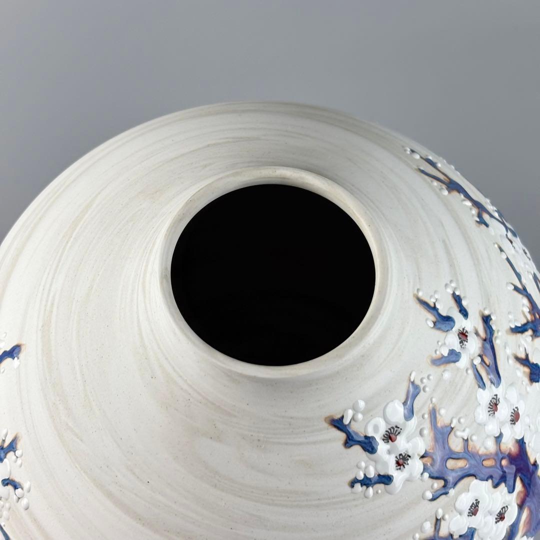 中国美術 景徳鎮 熊軍作 色絵 花瓶 花器