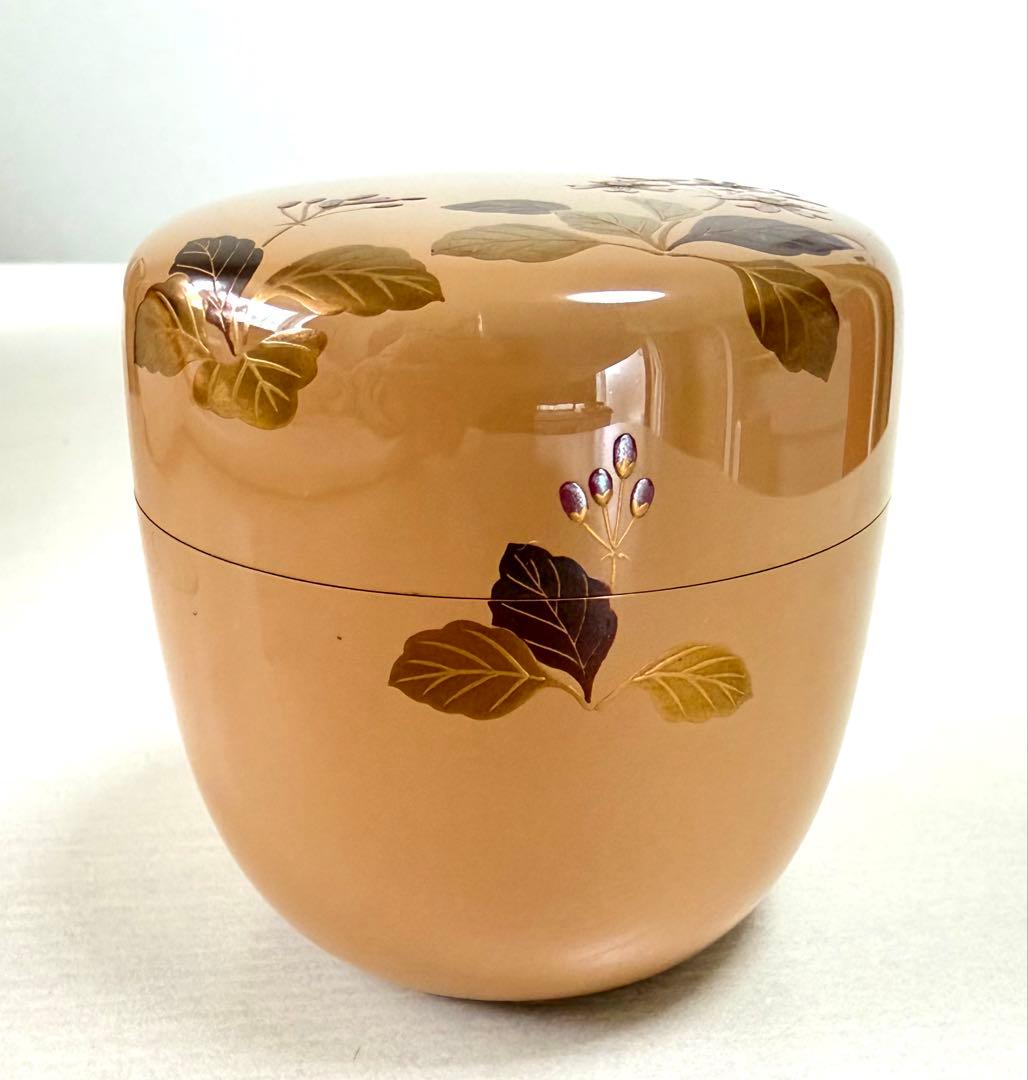 桜草.白.中棗　貝入り　加賀蒔絵師田中宗凌作