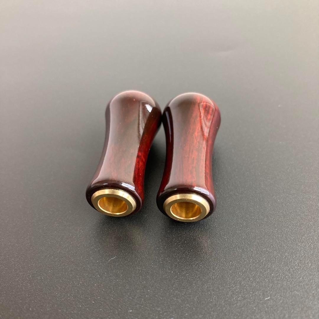 ウッドノブ 天然木/ゴールド 2個 ダイワ・シマノ対応 鏡面仕上げ ベアリング付