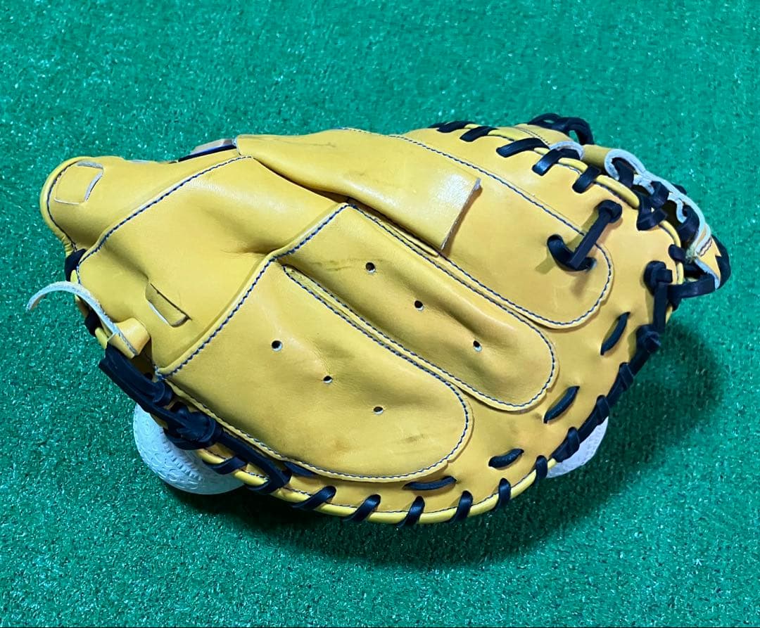 軟式野球 左投 キャッチャーミット ハタケヤマ 捕手 大人 黄色 イエロー