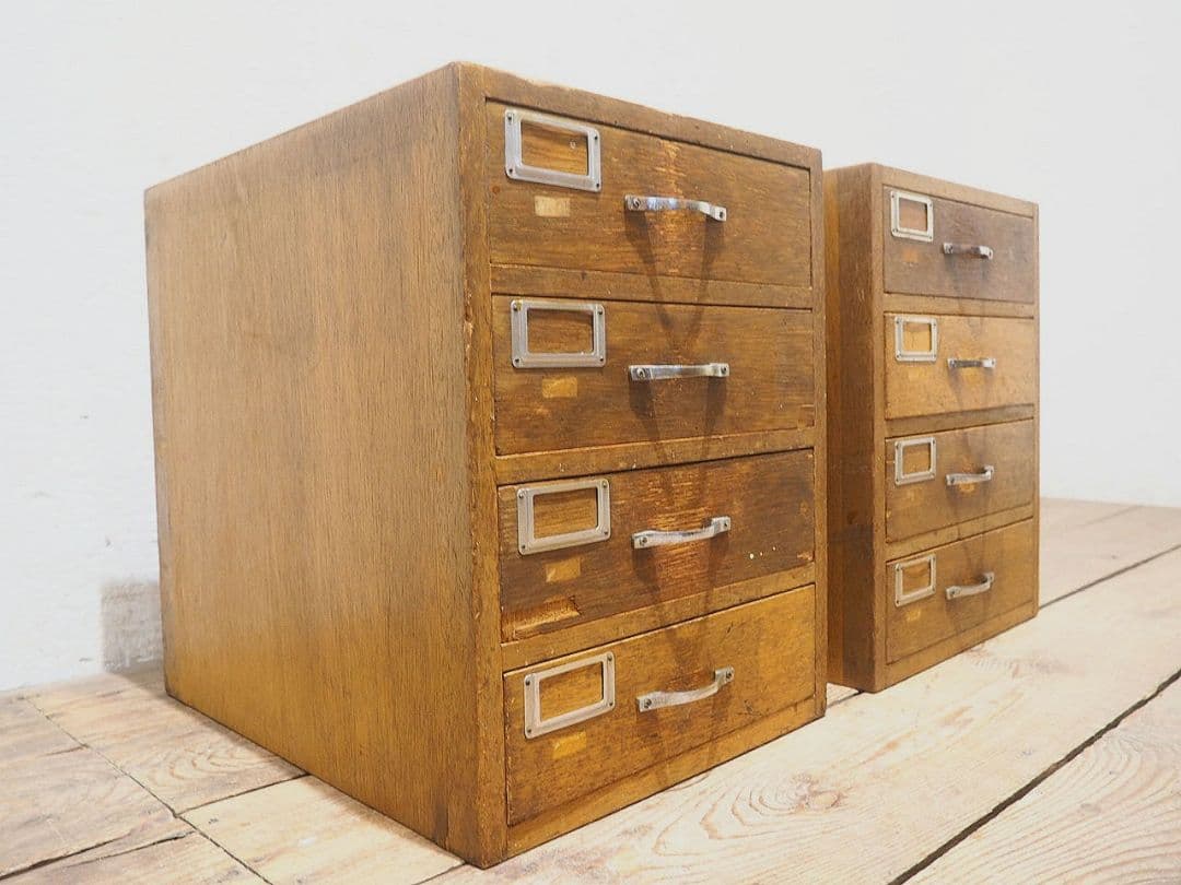 1399　2台セット　ビンテージ　小引き出し　収納棚　書類ケース　レトロ　古家具