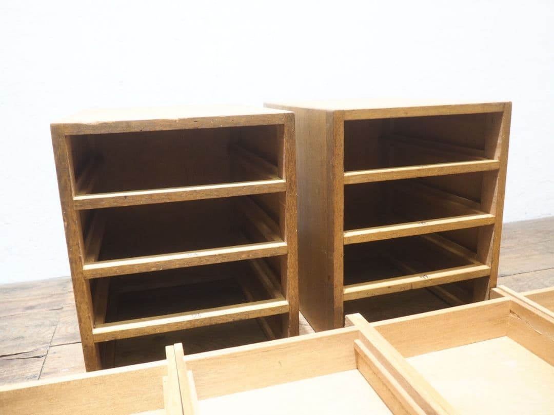 1399　2台セット　ビンテージ　小引き出し　収納棚　書類ケース　レトロ　古家具