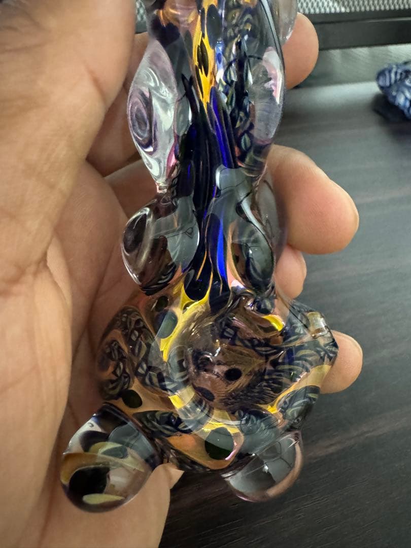 工芸品 Gold blue lumpy pipe