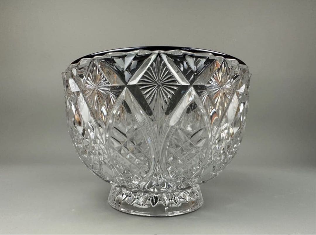 茶道具 江戸切子 義山 鉢 水指 箱入り ギヤマン ガラス 硝子 工芸 民藝