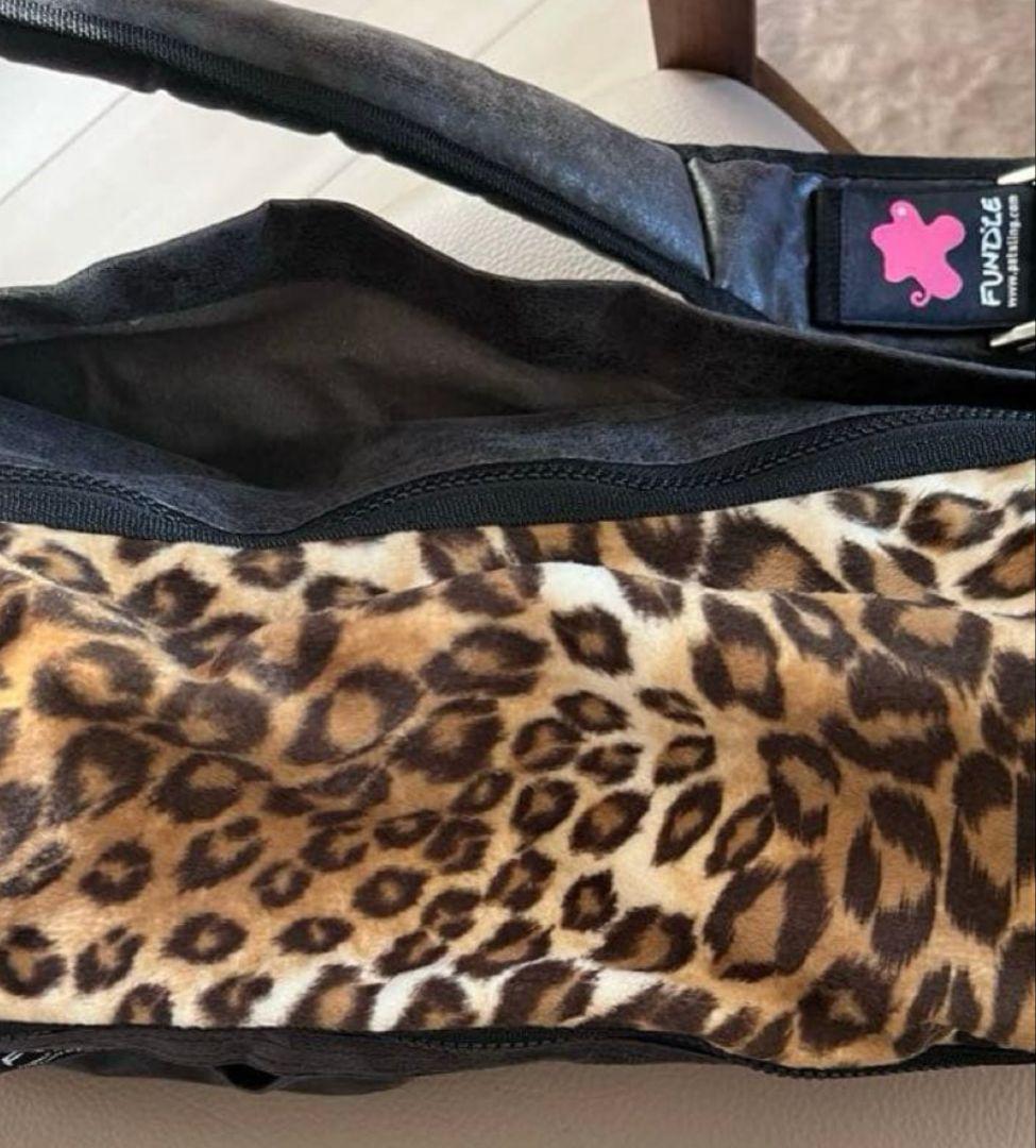 希少FUNDLE ファンドルペットスリング グレー×レオパード キャリーバッグ