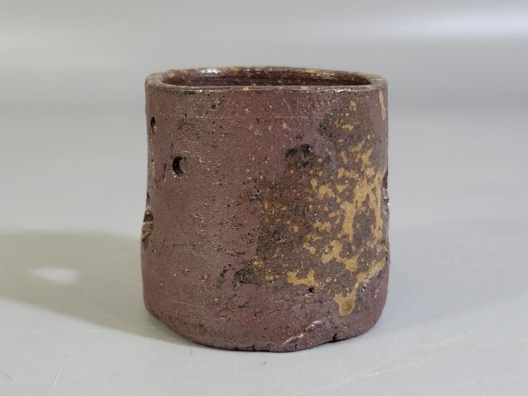 金重陶陽作 備前 茶巾筒 道明識箱 DT419